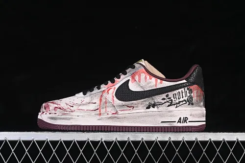 All categories Nk Air Force 1 Air Force series Nk Air Force 1 Low Air Force low-top Nike Air Force 1'07 Low Hand-painted graffiti Gothic bloodstains Air Force 1 low-top casual sneakers XL2132-888